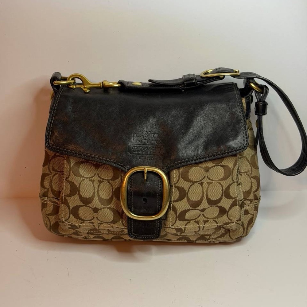 Coach Y2K Bleecker Signature Flap Shoulder Bag Brown/Black